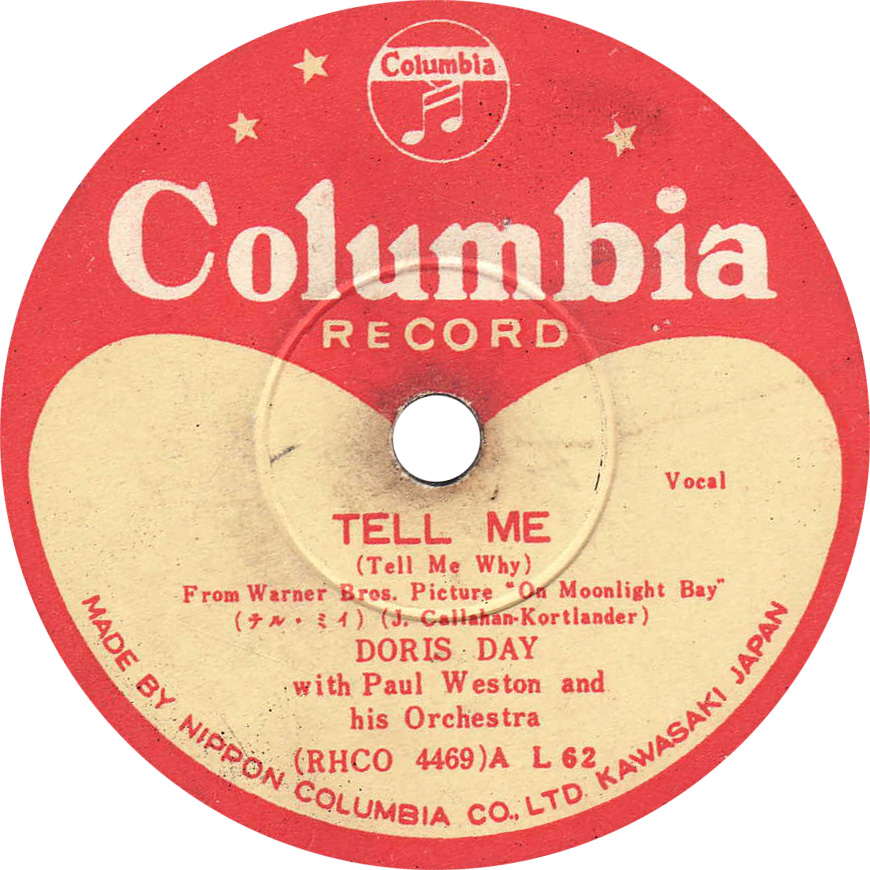 Columbia L 62 RHCO 4469 DORIS DAY with Paul Weston and his Orchestra Tell Me Tell Me Why