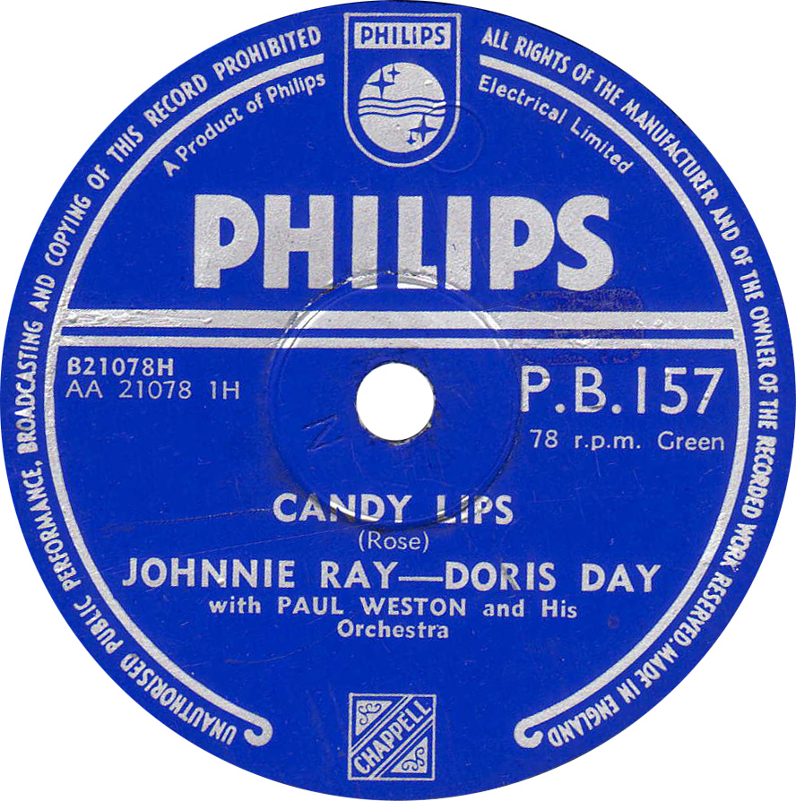 Philips PB 157 AA 21078.1H DORIS DAY JOHNNIE RAY with PAUL WESTON and his Orchestra Candy Lips
